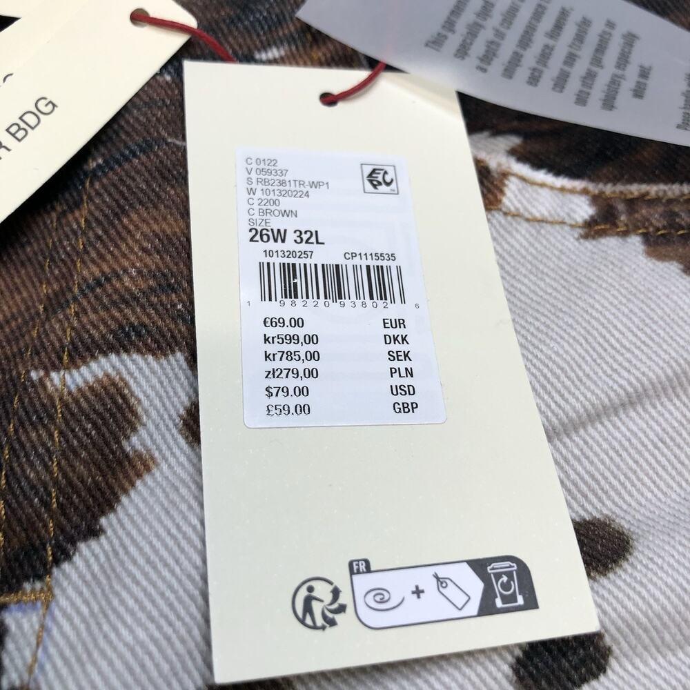 BDG Urban Outfitters Jaya Baggy Cow Print Wide Leg Jeans Low Rise Y2K 26x32 - Picture 6 of 14